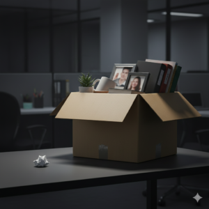 Illustration d'une personne travaillant à domicile avec une loupe symbolisant la surveillance